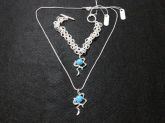Colar e pulseira - Pedra turquesa azul