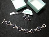 Conjunto pulseira e brincos - Pedra preta