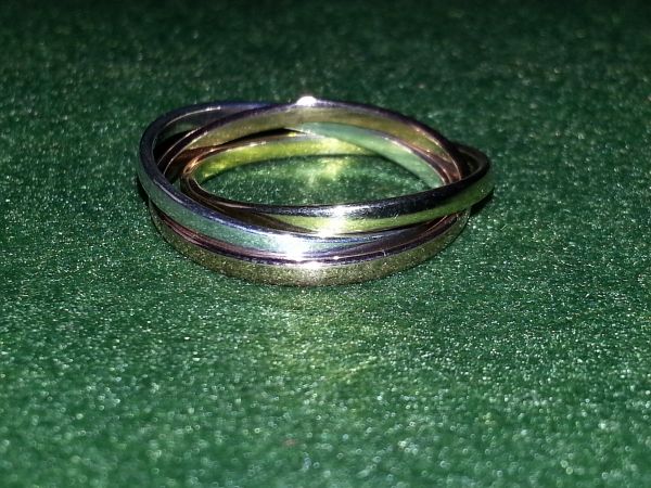 Anel folheado em prata e ouro - 3 alianças